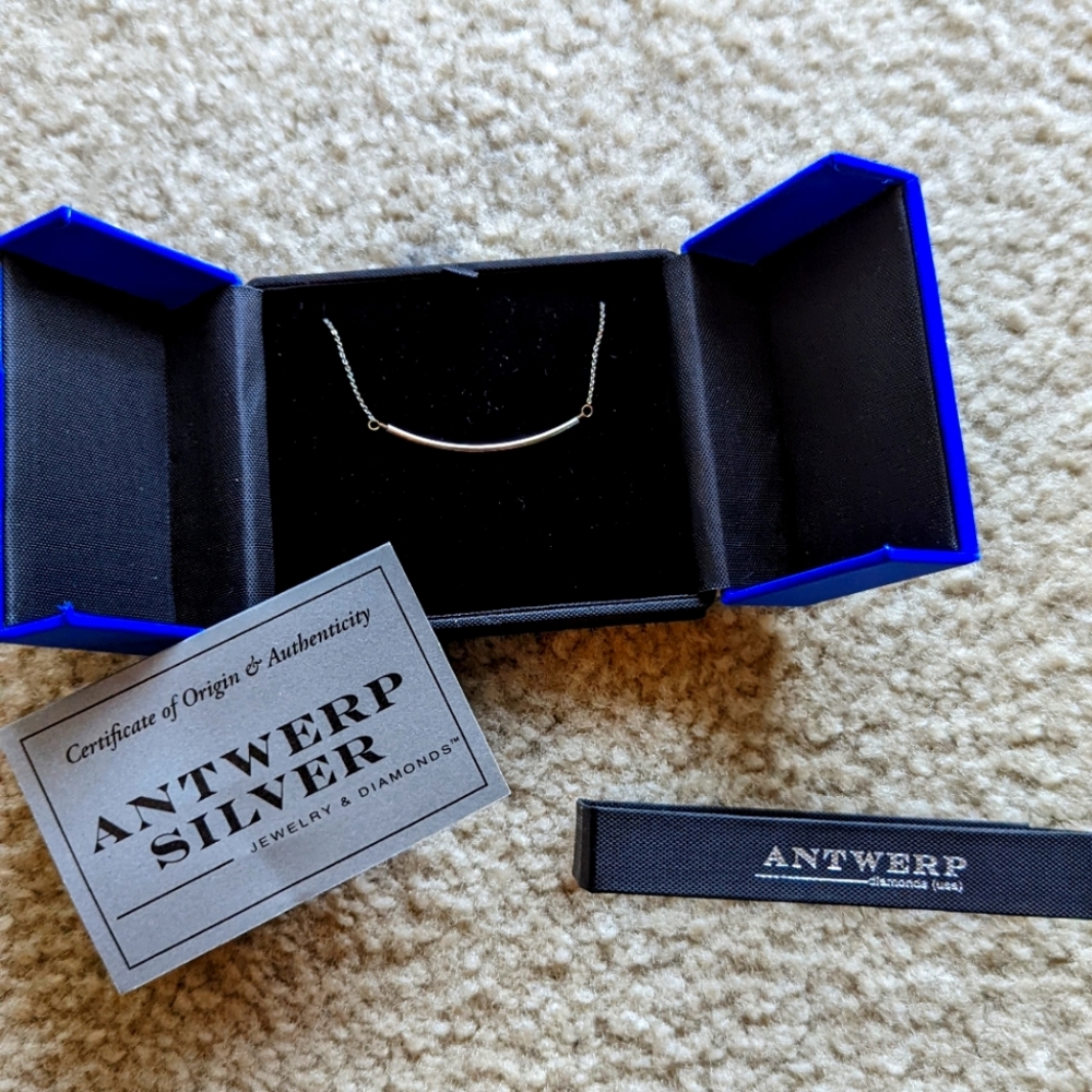 Antwerp Sterling Silver Smooth Tube Bar Necklace (BNIB)